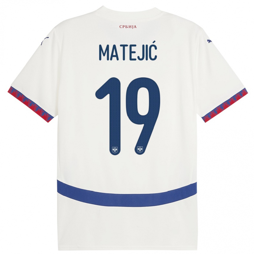 Kids Football Serbia Nina Matejic #19 White Away Jersey 24-26 T-Shirt Za