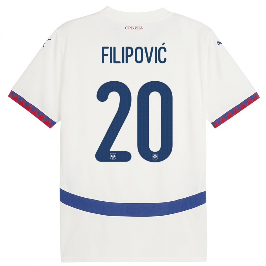 Kids Football Serbia Tijana Filipovic #20 White Away Jersey 24-26 T-Shirt Za