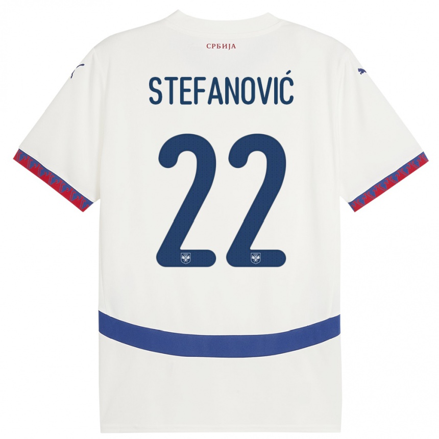 Kids Football Serbia Dejana Stefanovic #22 White Away Jersey 24-26 T-Shirt Za