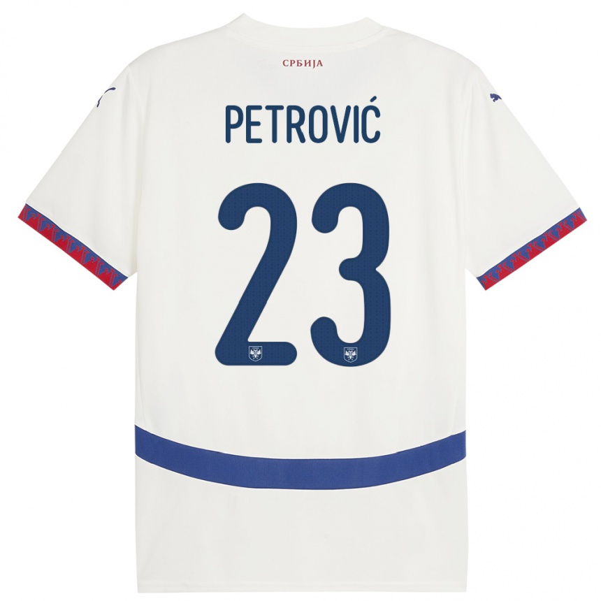 Kids Football Serbia Jovana Petrovic #23 White Away Jersey 24-26 T-Shirt Za