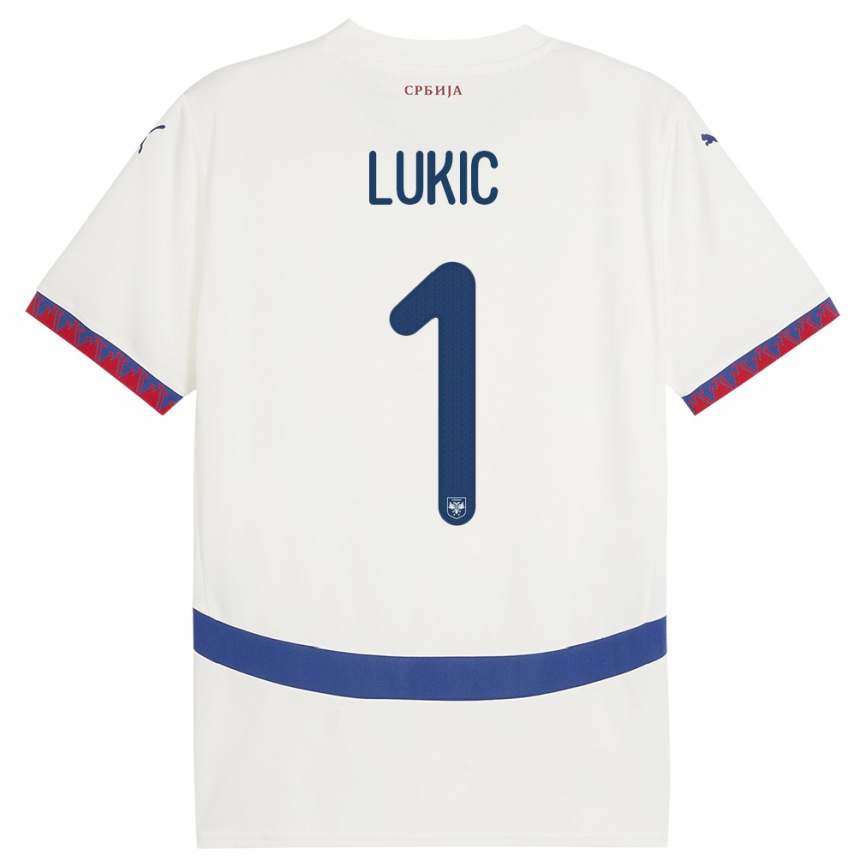 Kids Football Serbia Ognjen Lukic #1 White Away Jersey 24-26 T-Shirt Za