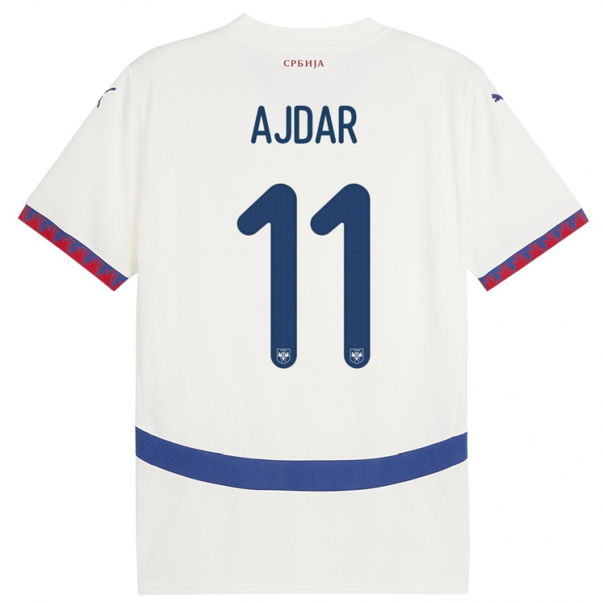 Kids Football Serbia Ognjen Ajdar #11 White Away Jersey 24-26 T-Shirt Za