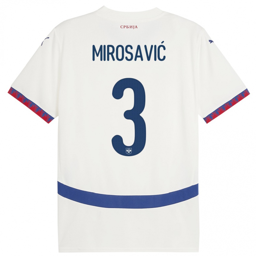 Kids Football Serbia Veljko Mirosavic #3 White Away Jersey 24-26 T-Shirt Za