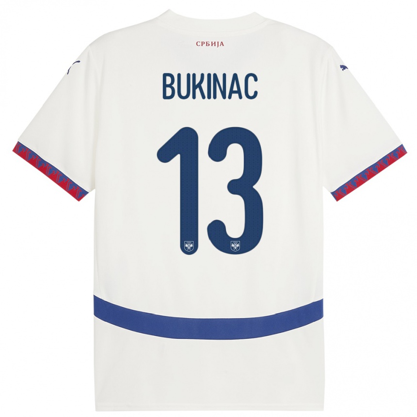 Kids Football Serbia Stefan Bukinac #13 White Away Jersey 24-26 T-Shirt Za