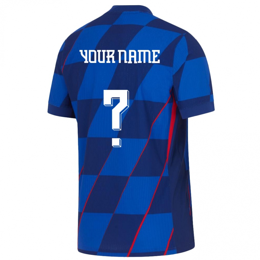 Kids Football Croatia Your Name #0 Blue Away Jersey 24-26 T-Shirt Za