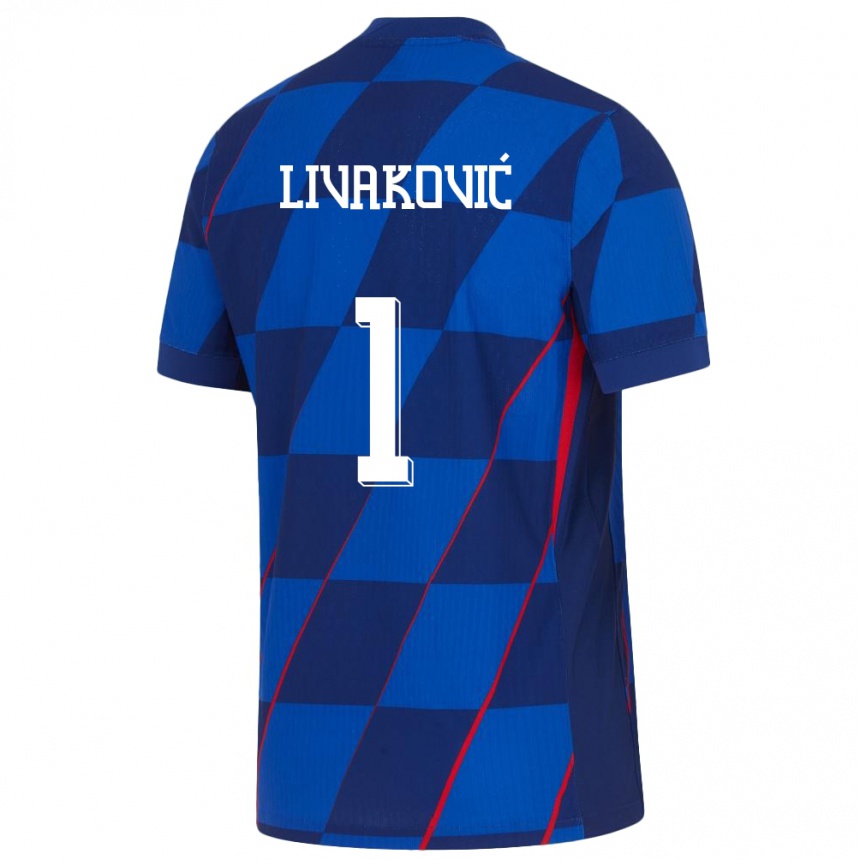 Kids Football Croatia Dominik Livakovic #1 Blue Away Jersey 24-26 T-Shirt Za