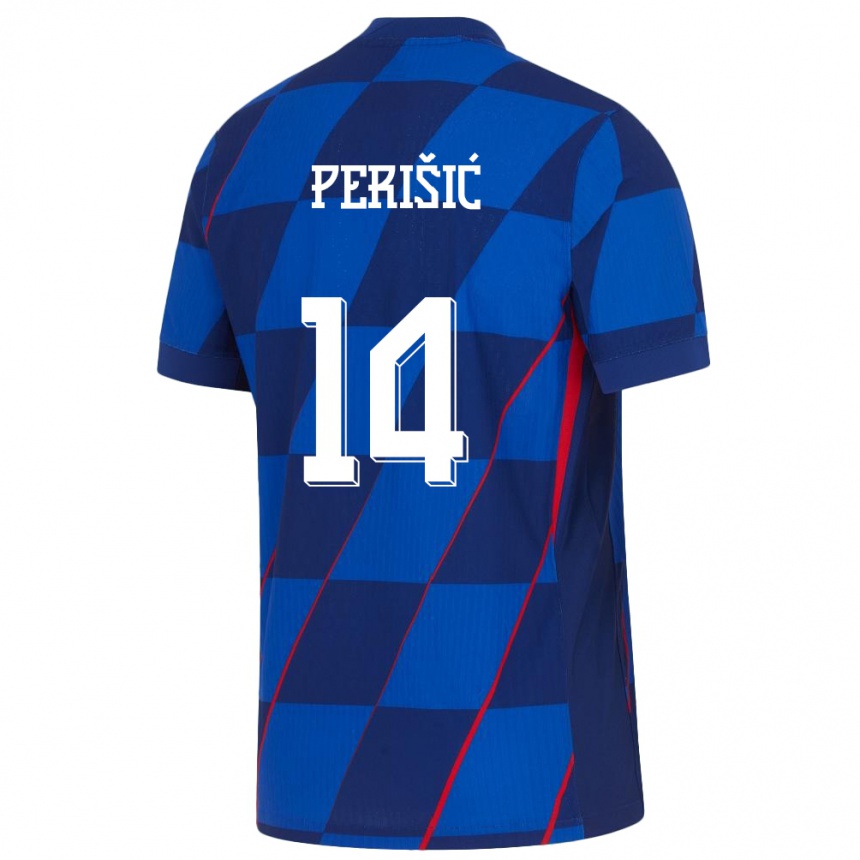 Kids Football Croatia Ivan Perisic #14 Blue Away Jersey 24-26 T-Shirt Za