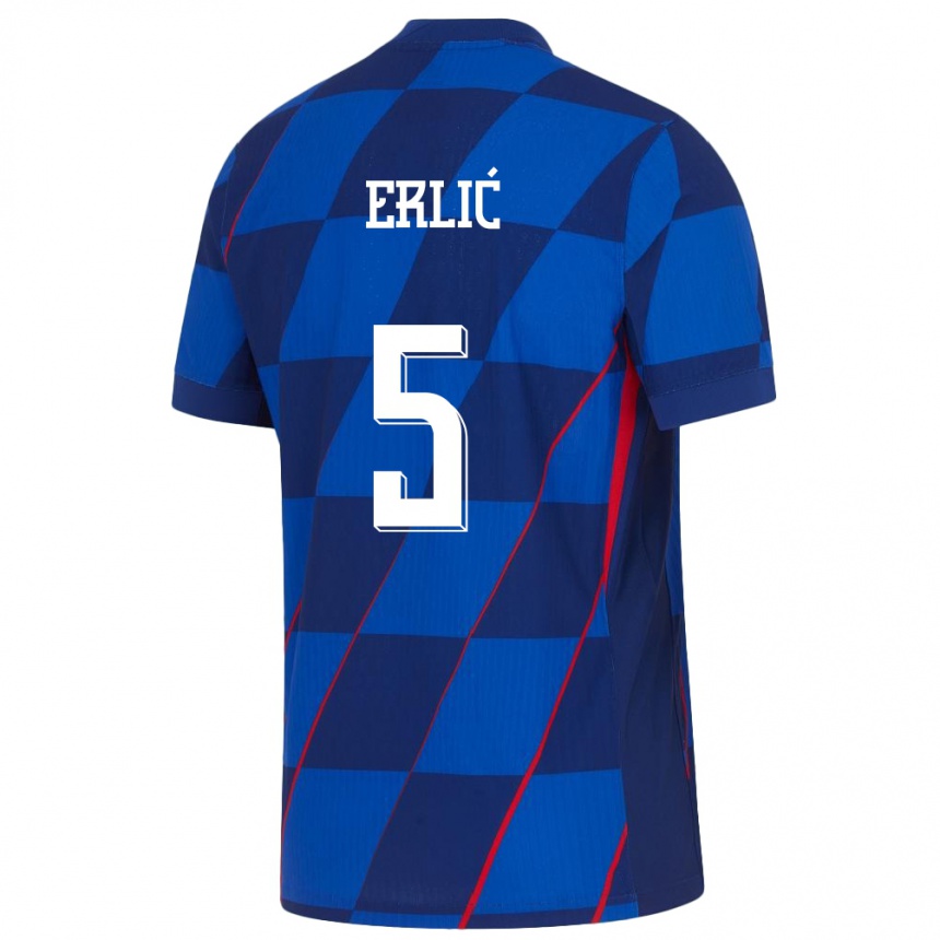 Kids Football Croatia Martin Erlic #5 Blue Away Jersey 24-26 T-Shirt Za