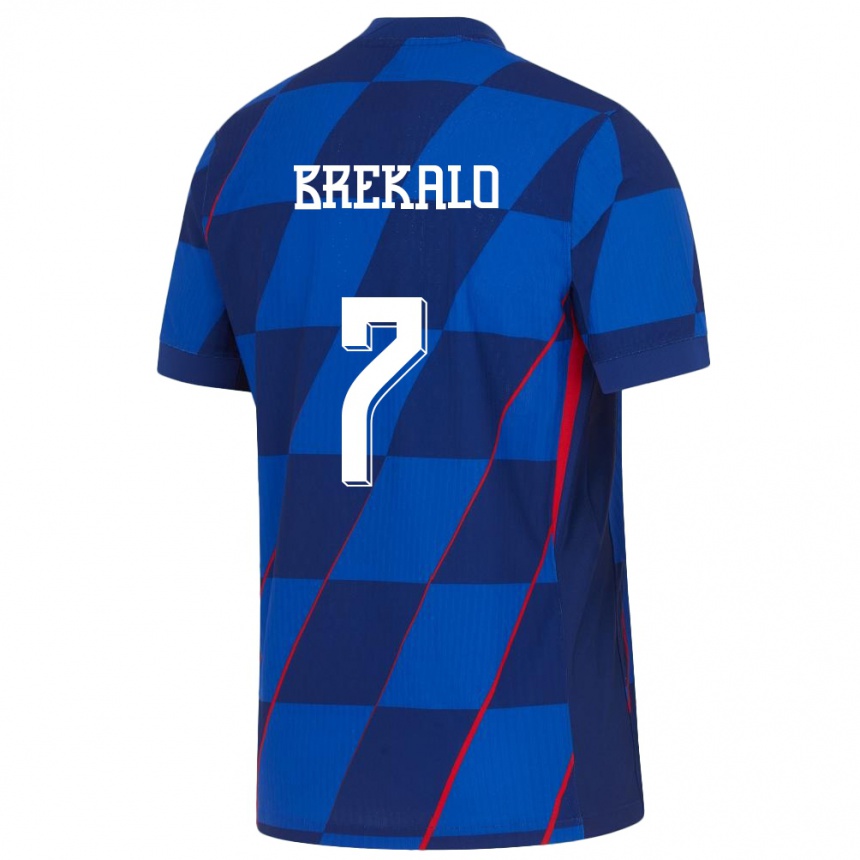 Kids Football Croatia Josip Brekalo #7 Blue Away Jersey 24-26 T-Shirt Za