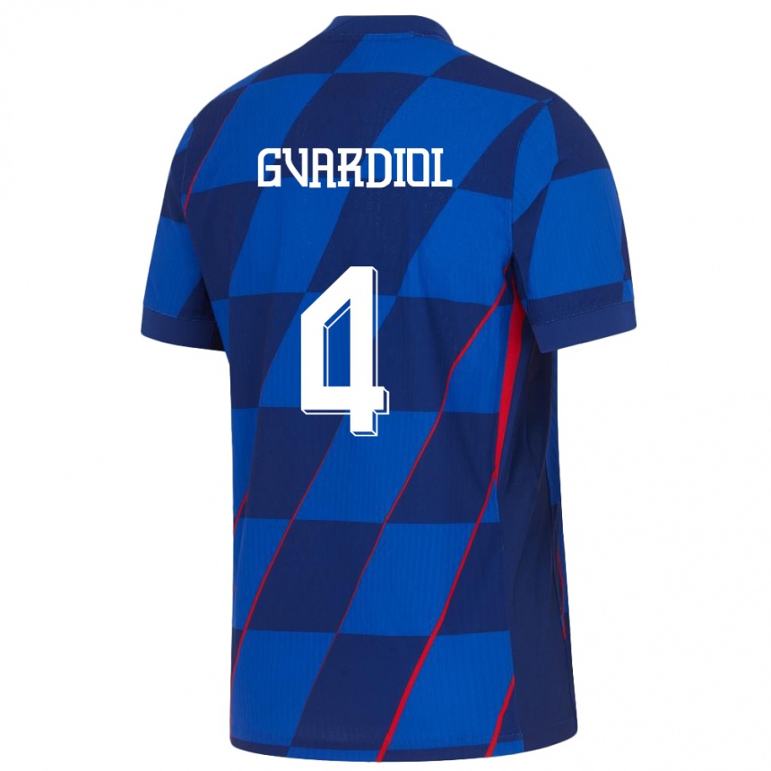 Kids Football Croatia Josko Gvardiol #4 Blue Away Jersey 24-26 T-Shirt Za