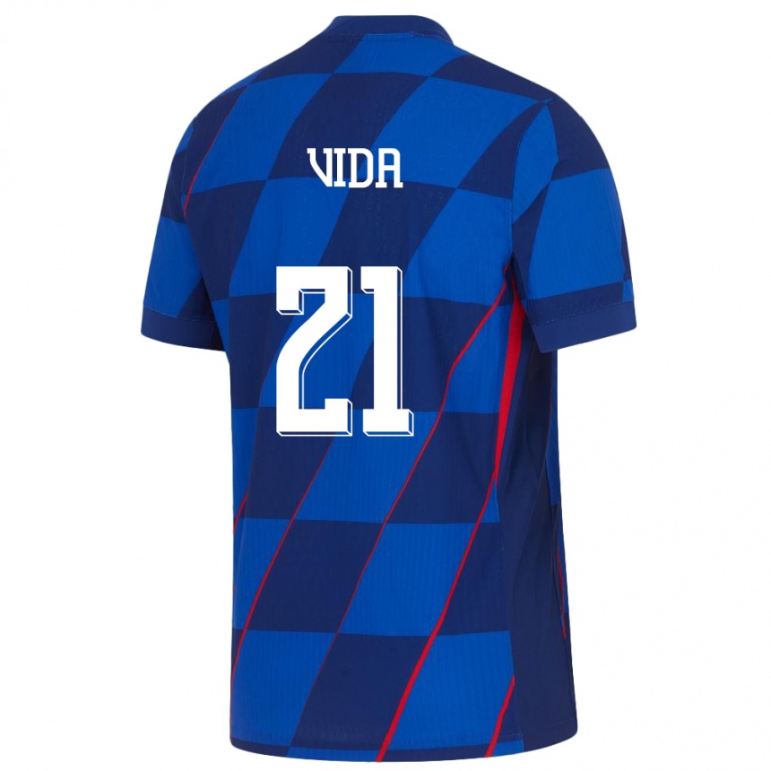 Kids Football Croatia Domagoj Vida #21 Blue Away Jersey 24-26 T-Shirt Za