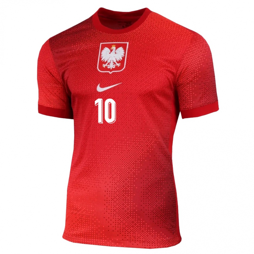 Kids Football Poland Piotr Zielinski #10 Red Away Jersey 24-26 T-Shirt Za