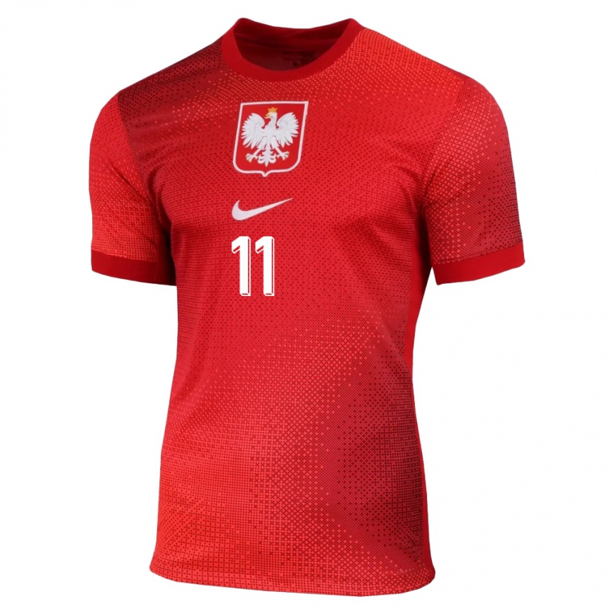 Kids Football Poland Jakub Antczak #11 Red Away Jersey 24-26 T-Shirt Za