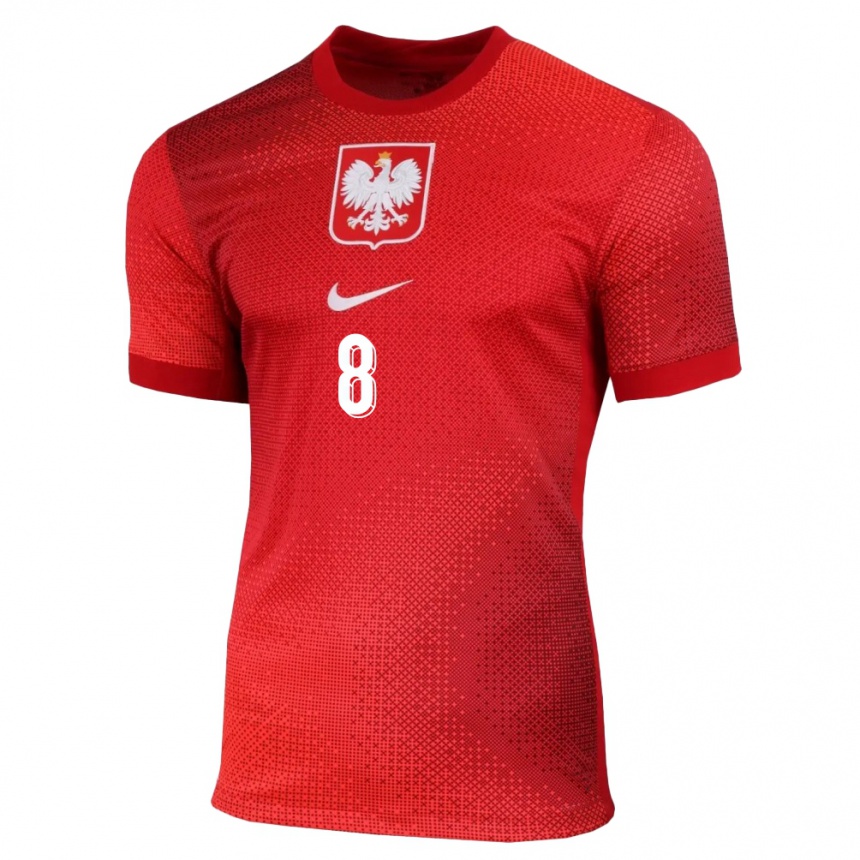 Kids Football Poland Karol Borys #8 Red Away Jersey 24-26 T-Shirt Za