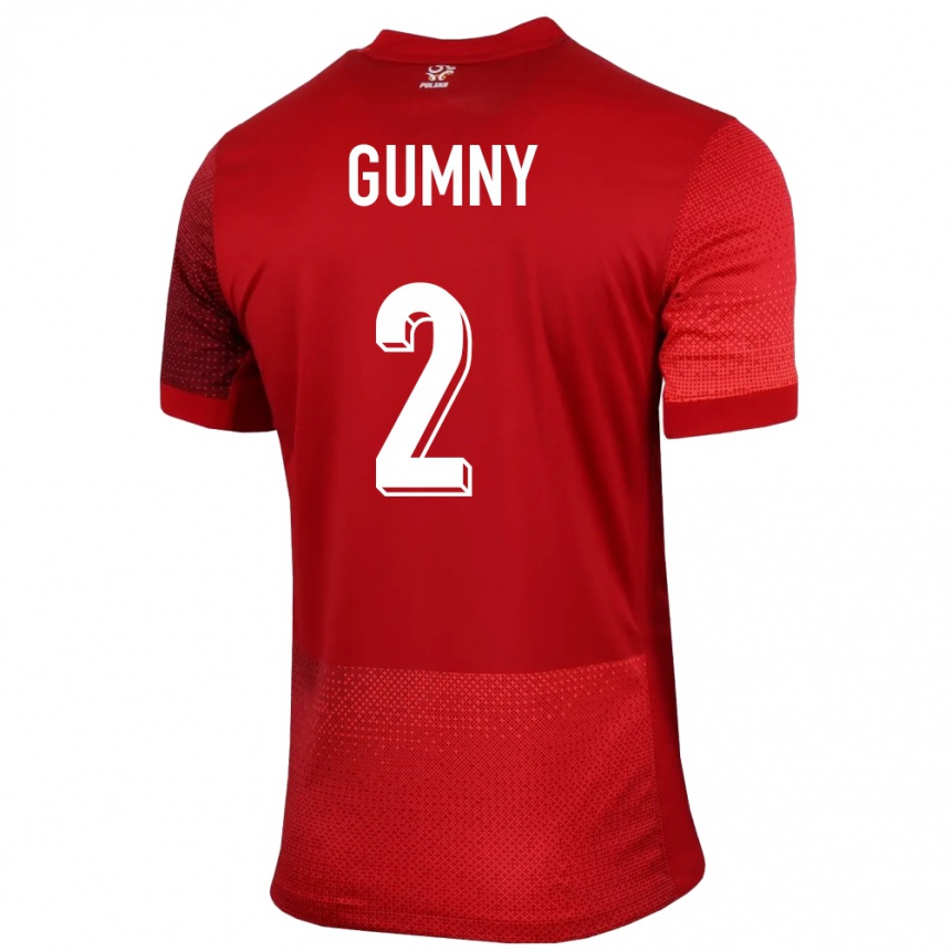 Kids Football Poland Robert Gumny #2 Red Away Jersey 24-26 T-Shirt Za