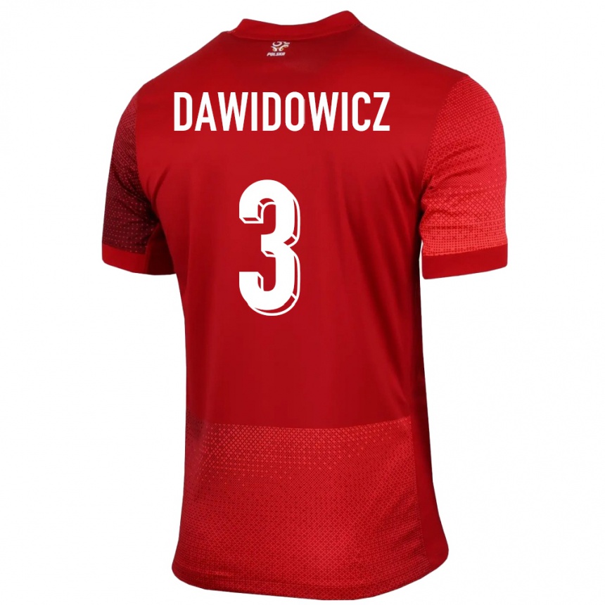 Kids Football Poland Pawel Dawidowicz #3 Red Away Jersey 24-26 T-Shirt Za