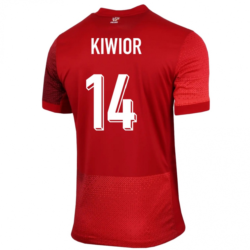 Kids Football Poland Jakub Kiwior #14 Red Away Jersey 24-26 T-Shirt Za