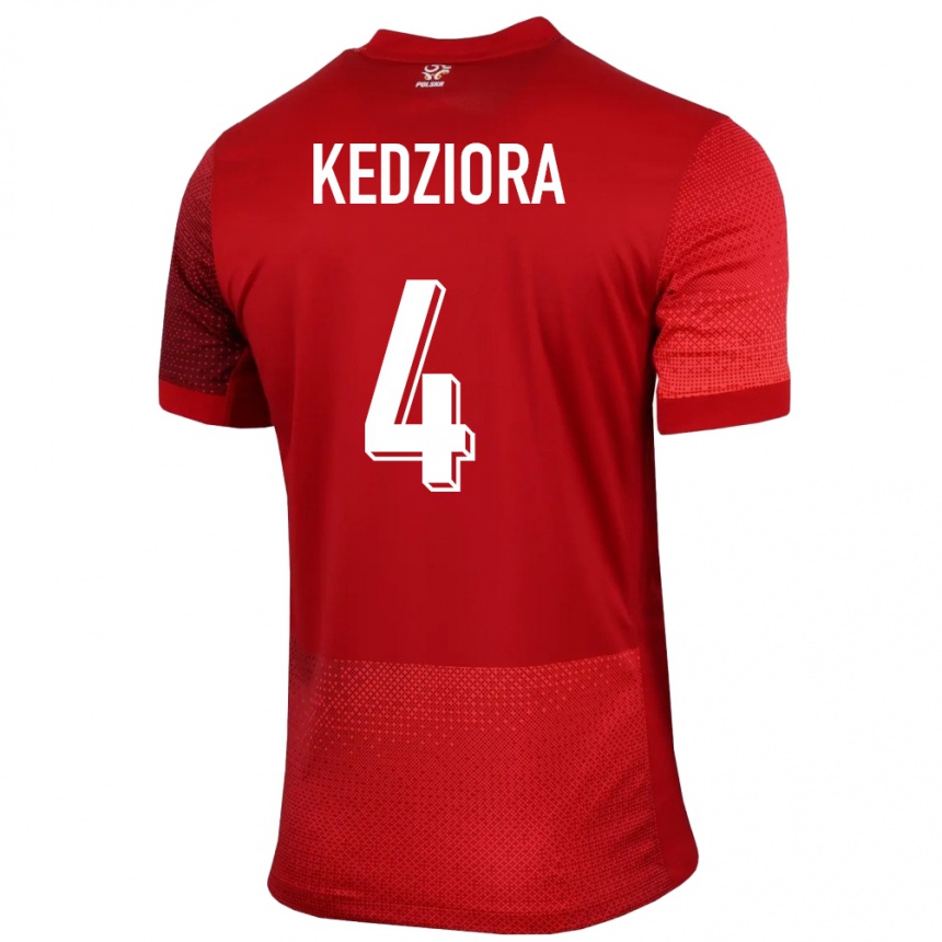 Kids Football Poland Tomasz Kedziora #4 Red Away Jersey 24-26 T-Shirt Za