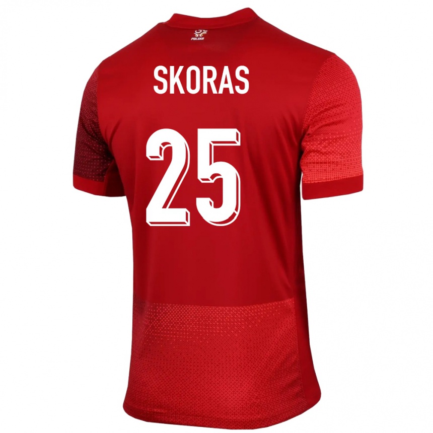 Kids Football Poland Michal Skoras #25 Red Away Jersey 24-26 T-Shirt Za