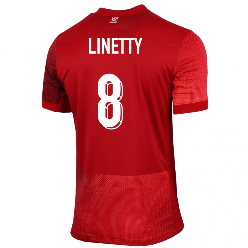 Kids Football Poland Karol Linetty #8 Red Away Jersey 24-26 T-Shirt Za