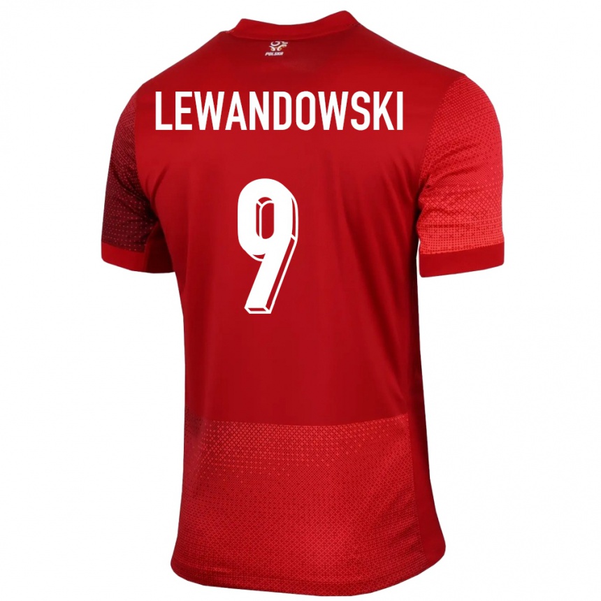 Kids Football Poland Robert Lewandowski #9 Red Away Jersey 24-26 T-Shirt Za