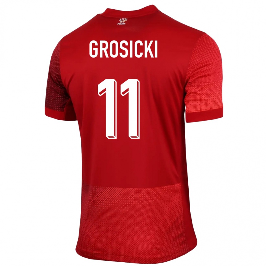 Kids Football Poland Kamil Grosicki #11 Red Away Jersey 24-26 T-Shirt Za