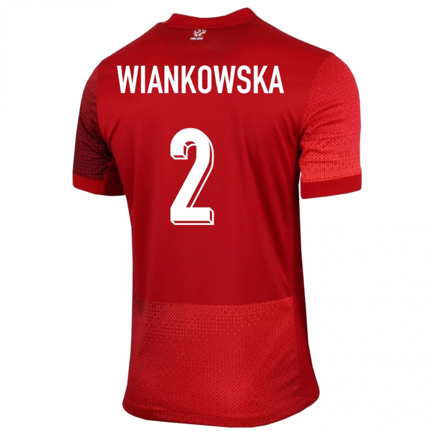 Kids Football Poland Martyna Wiankowska #2 Red Away Jersey 24-26 T-Shirt Za