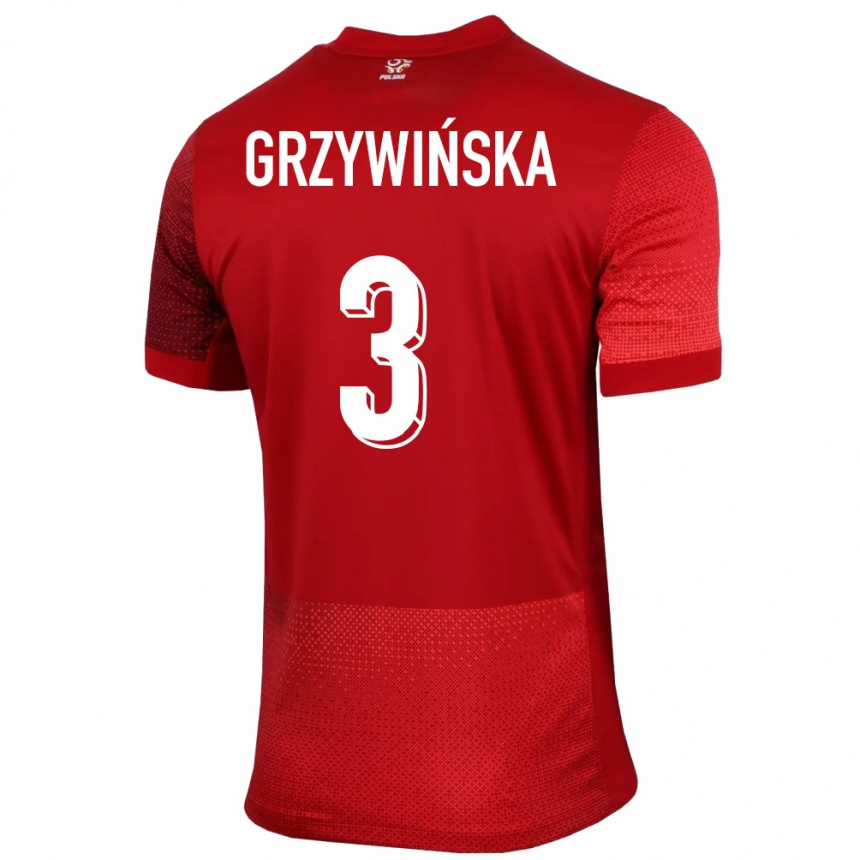 Kids Football Poland Gabriela Grzywinska #3 Red Away Jersey 24-26 T-Shirt Za