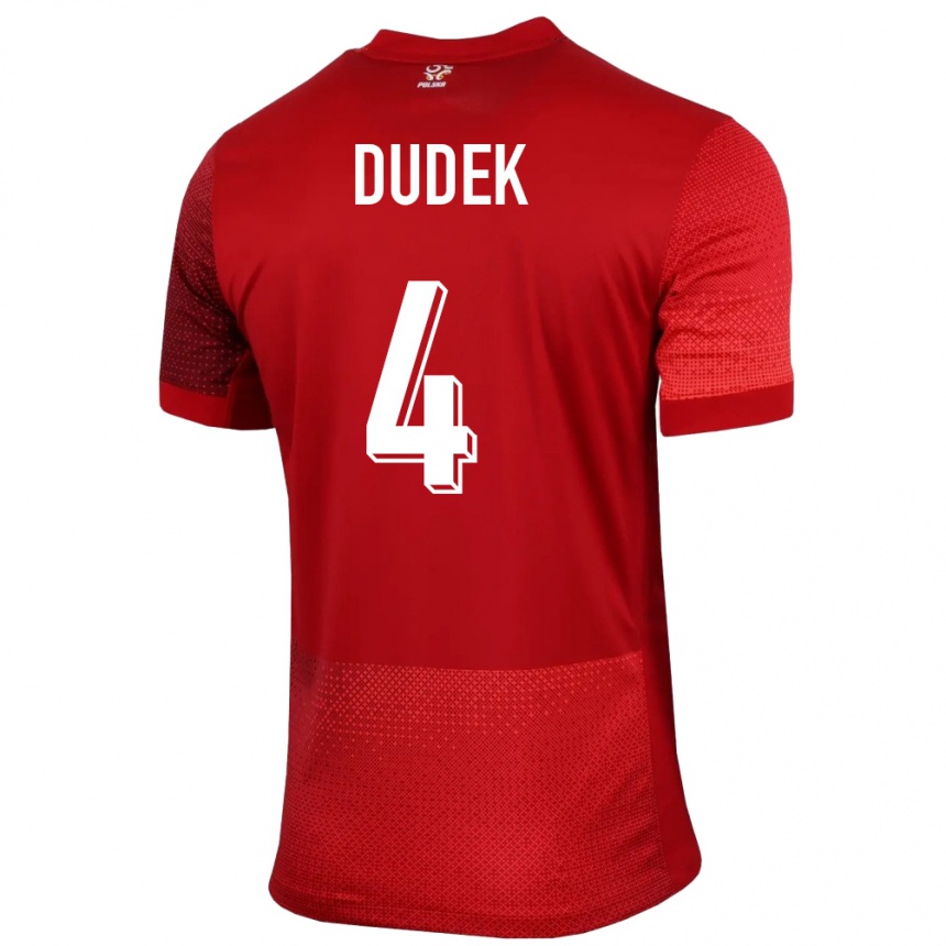 Kids Football Poland Paulina Dudek #4 Red Away Jersey 24-26 T-Shirt Za