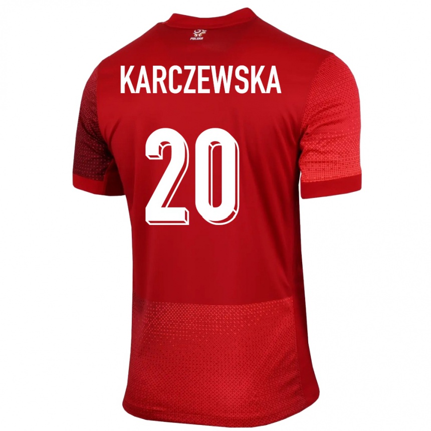 Kids Football Poland Nikola Karczewska #20 Red Away Jersey 24-26 T-Shirt Za