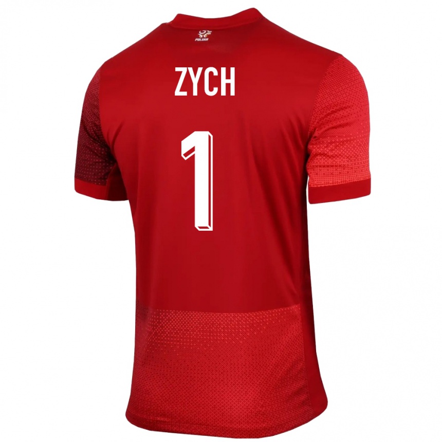 Kids Football Poland Oliwier Zych #1 Red Away Jersey 24-26 T-Shirt Za