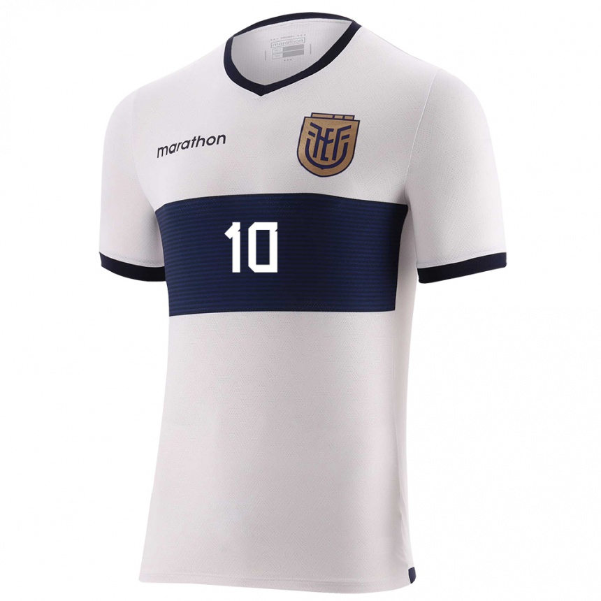 Kids Football Ecuador Romario Ibarra #10 White Away Jersey 24-26 T-Shirt Za