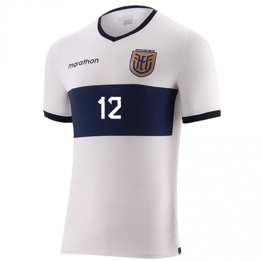 Kids Football Ecuador Andrea Moran #12 White Away Jersey 24-26 T-Shirt Za