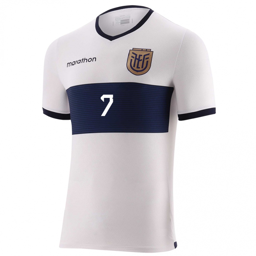 Kids Football Ecuador Emily Arias #7 White Away Jersey 24-26 T-Shirt Za