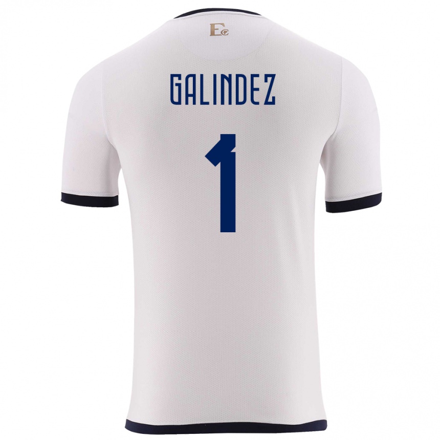 Kids Football Ecuador Hernan Galindez #1 White Away Jersey 24-26 T-Shirt Za