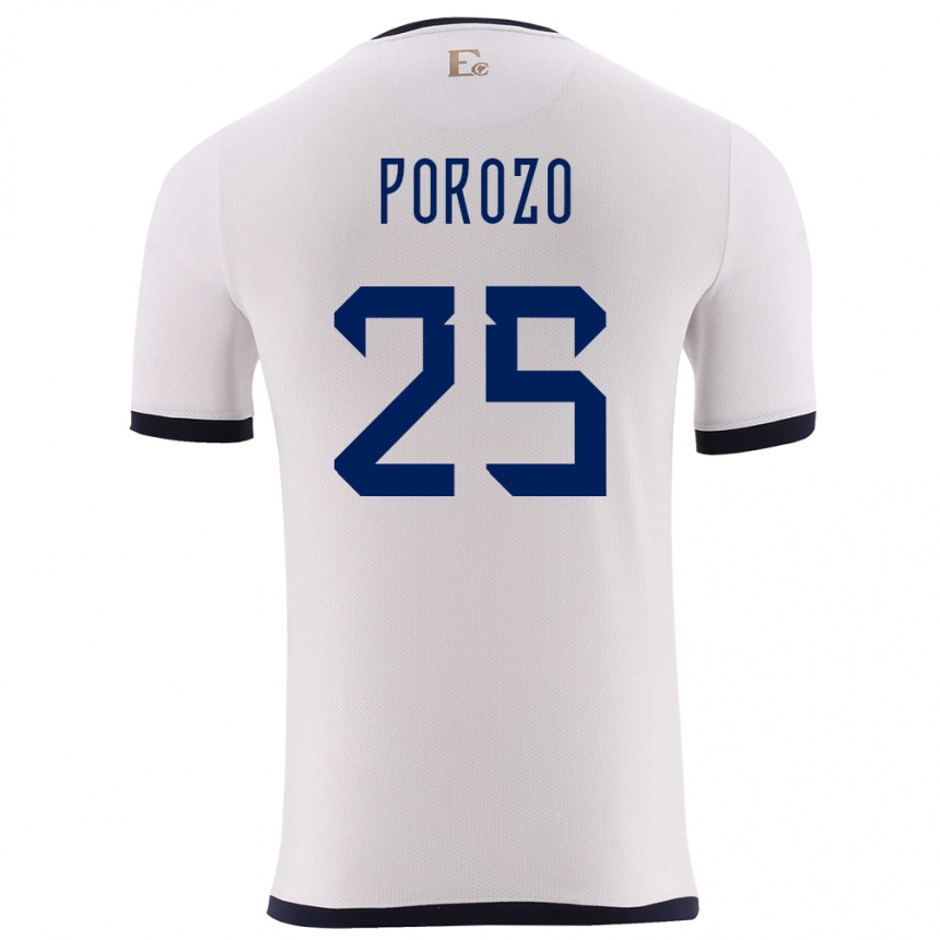 Kids Football Ecuador Jackson Porozo #25 White Away Jersey 24-26 T-Shirt Za