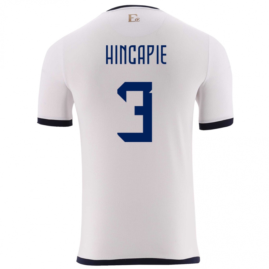 Kids Football Ecuador Piero Hincapie #3 White Away Jersey 24-26 T-Shirt Za