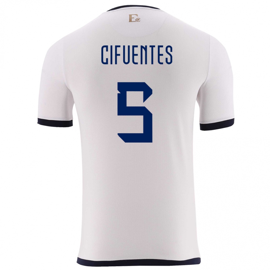 Kids Football Ecuador Jose Cifuentes #5 White Away Jersey 24-26 T-Shirt Za