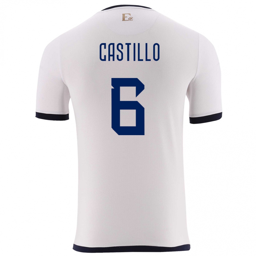 Kids Football Ecuador Byron Castillo #6 White Away Jersey 24-26 T-Shirt Za