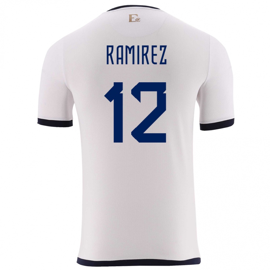 Kids Football Ecuador Moises Ramirez #12 White Away Jersey 24-26 T-Shirt Za