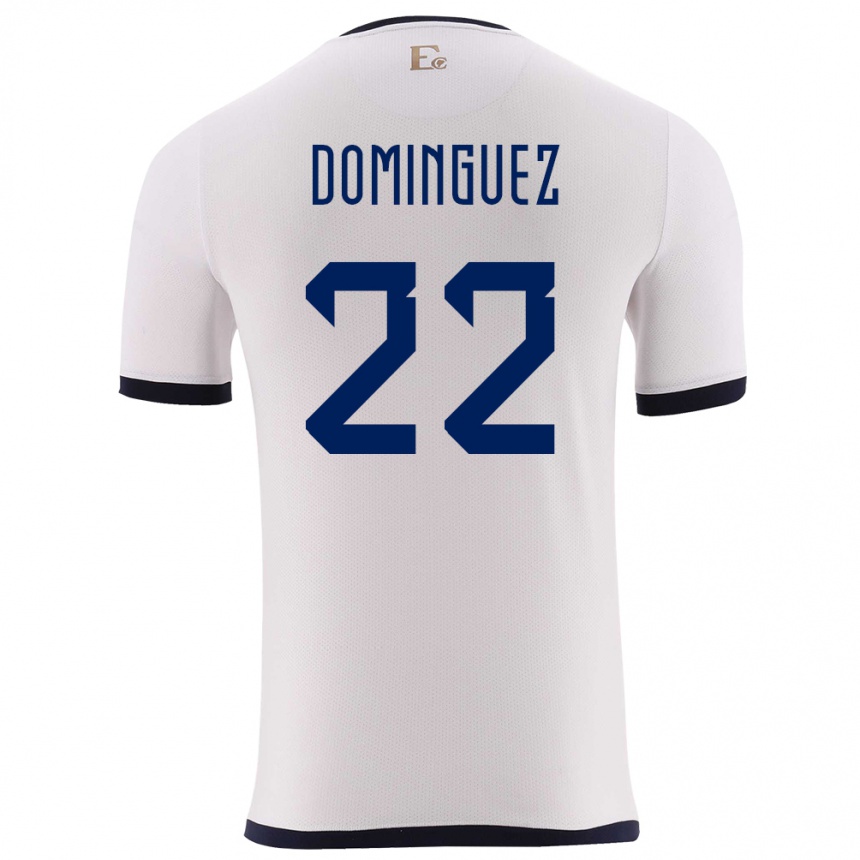 Kids Football Ecuador Alexander Dominguez #22 White Away Jersey 24-26 T-Shirt Za