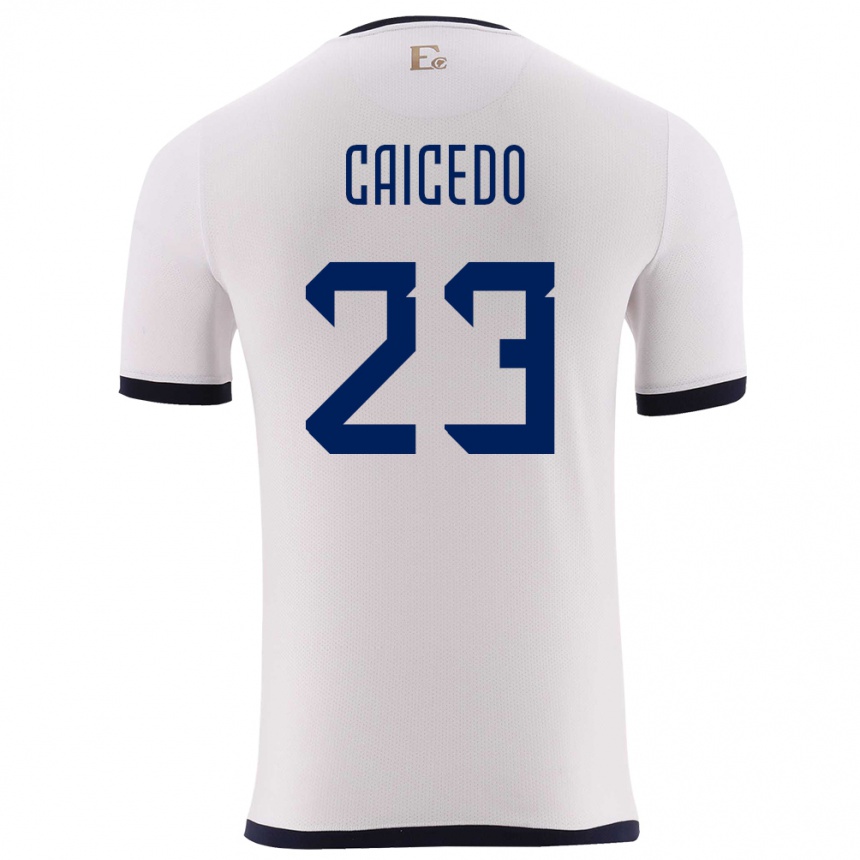 Kids Football Ecuador Moises Caicedo #23 White Away Jersey 24-26 T-Shirt Za