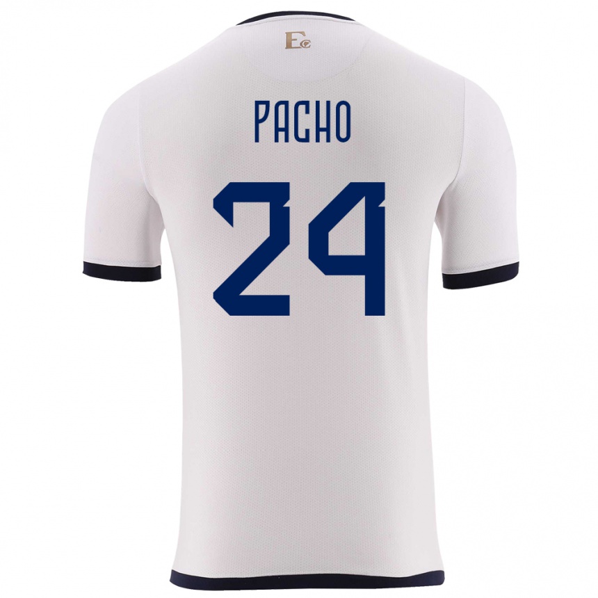 Kids Football Ecuador William Pacho #24 White Away Jersey 24-26 T-Shirt Za