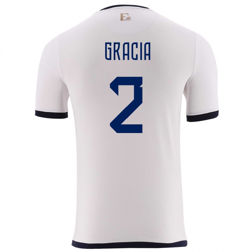 Kids Football Ecuador Ericka Gracia #2 White Away Jersey 24-26 T-Shirt Za