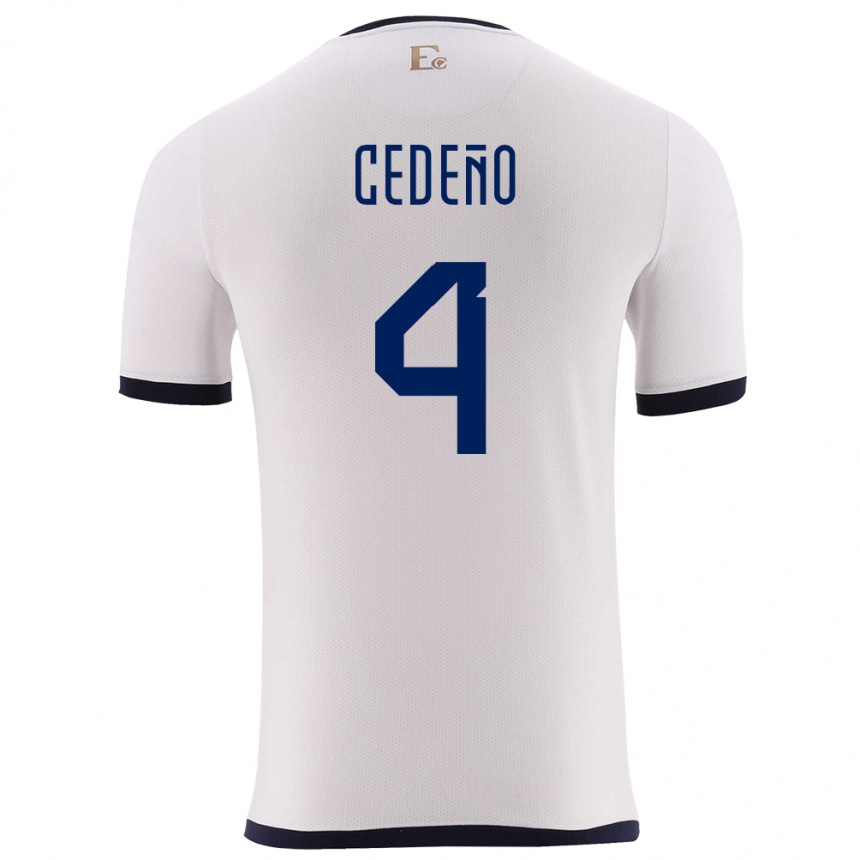 Kids Football Ecuador Stefany Cedeno #4 White Away Jersey 24-26 T-Shirt Za