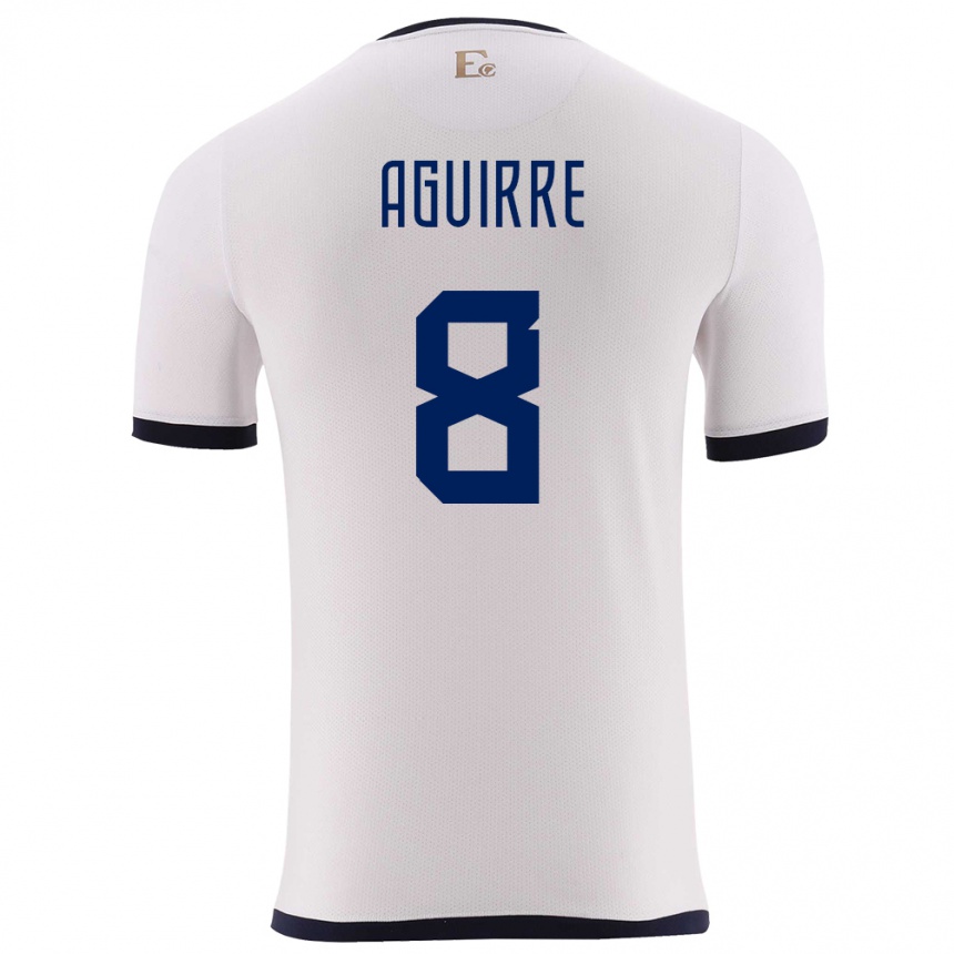 Kids Football Ecuador Marthina Aguirre #8 White Away Jersey 24-26 T-Shirt Za