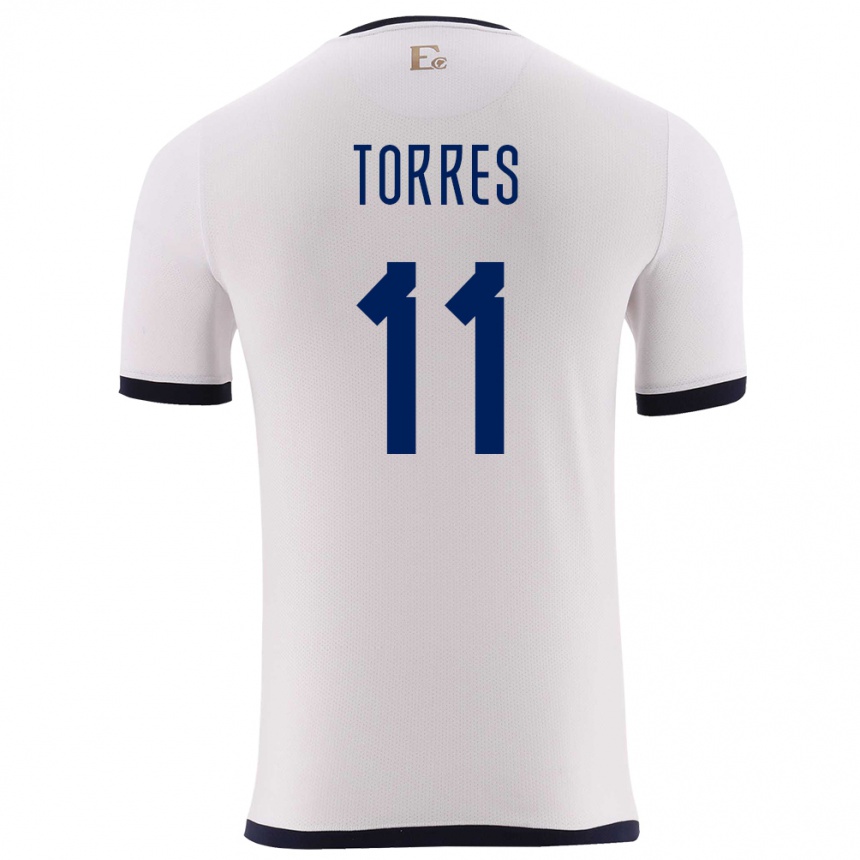 Kids Football Ecuador Ambar Torres #11 White Away Jersey 24-26 T-Shirt Za