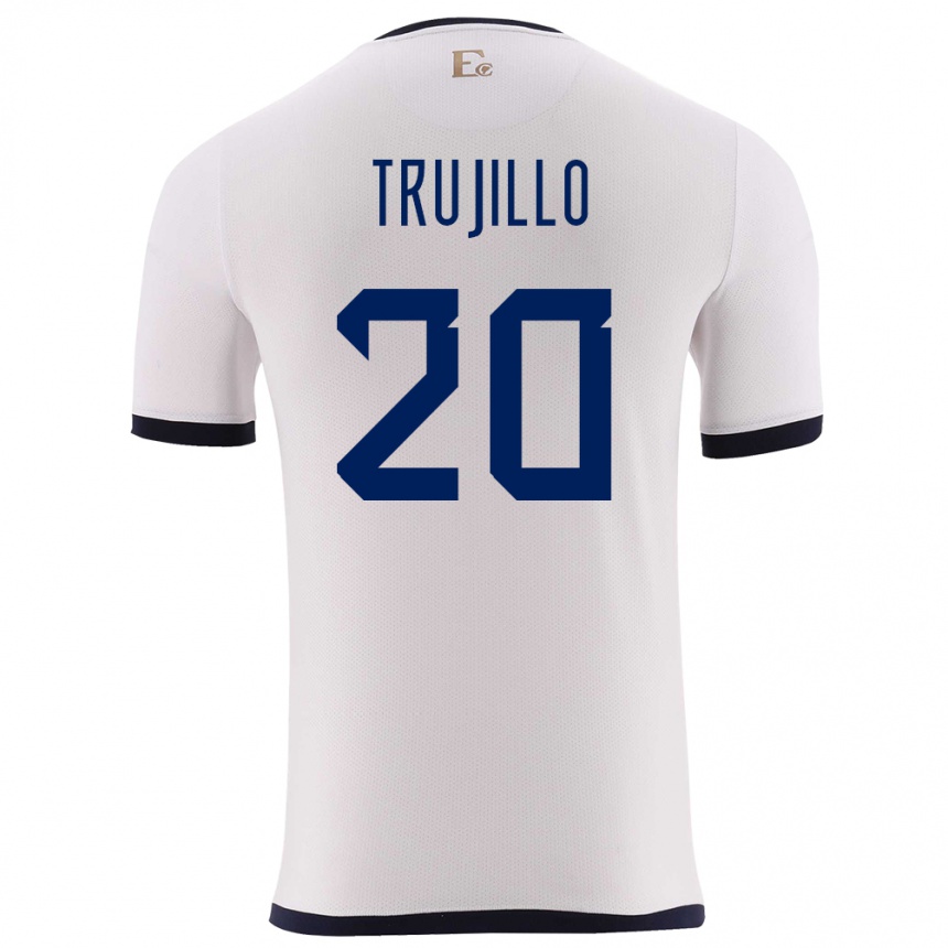 Kids Football Ecuador Isabel Trujillo #20 White Away Jersey 24-26 T-Shirt Za