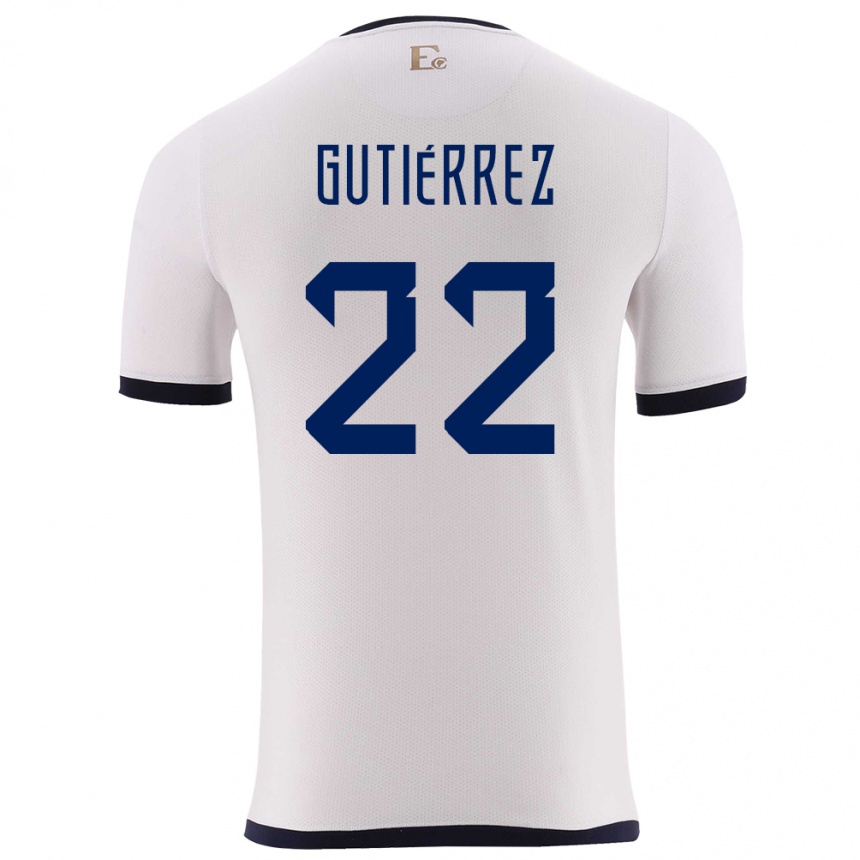 Kids Football Ecuador Melanie Gutierrez #22 White Away Jersey 24-26 T-Shirt Za