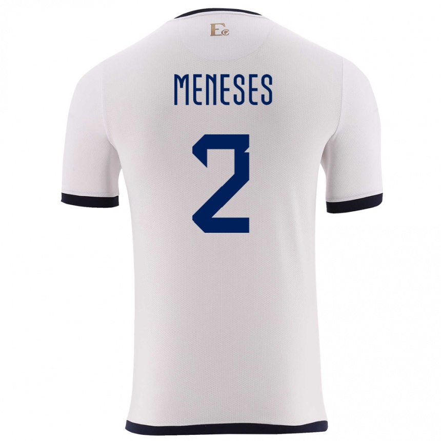 Kids Football Ecuador Randy Meneses #2 White Away Jersey 24-26 T-Shirt Za